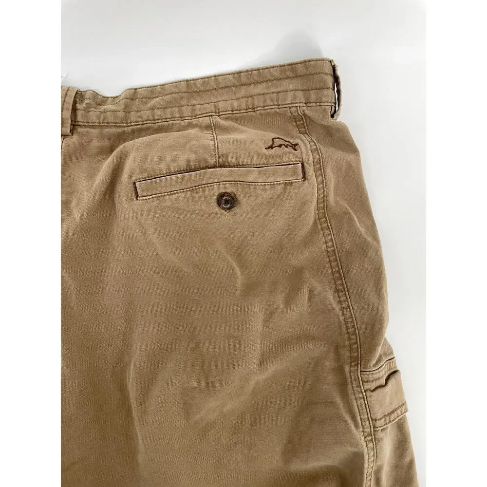 Tommy Bahama Cargo Shorts Men’s 40 Khaki Stretch Tencel Lyocell